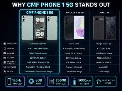 Nothing CMF by Nothing Phone 1 5G Dual SIM 256GB ROM 8GB RAM GSM Unlocked - Light Green