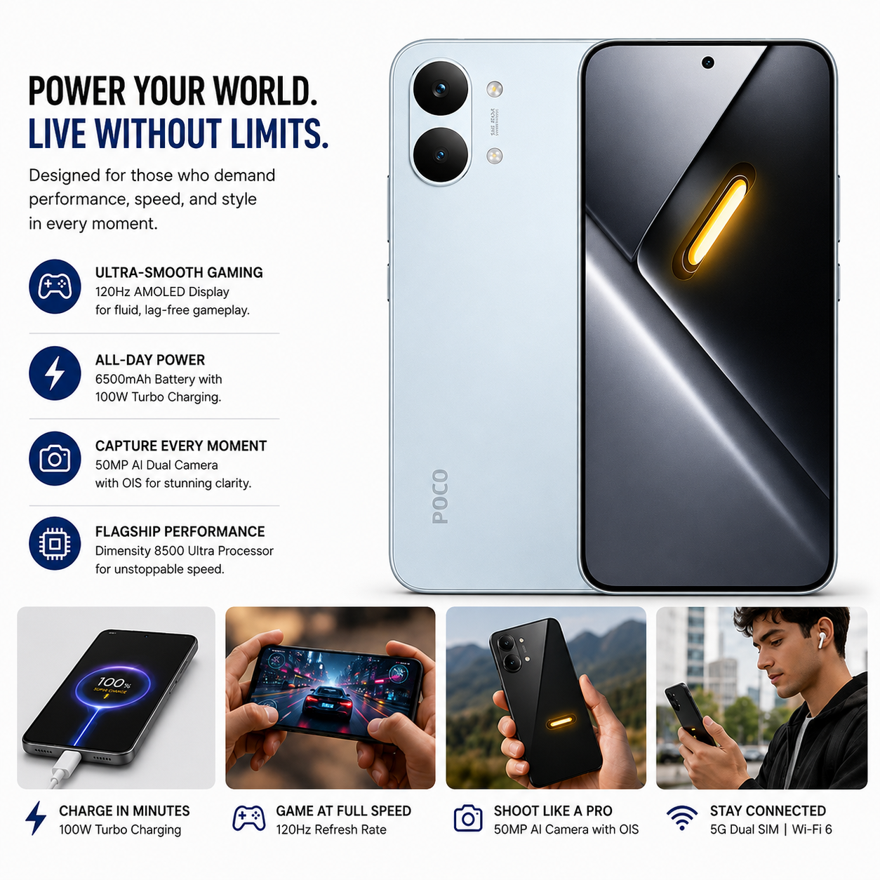 Xiaomi Poco X8 PRO MAX 5G 256GB ROM 12GB RAM Dual SIM GSM Unlocked - Blue