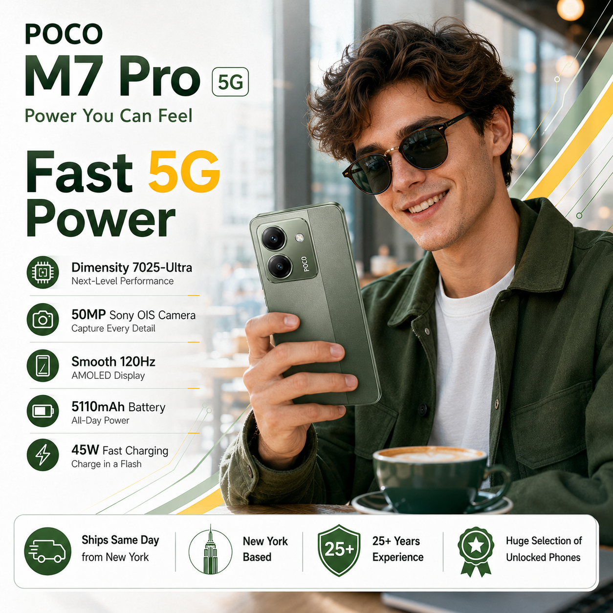 Xiaomi Poco M7 Pro 5G Dual SIM 512GB ROM 12GB RAM GSM Unlocked - Green