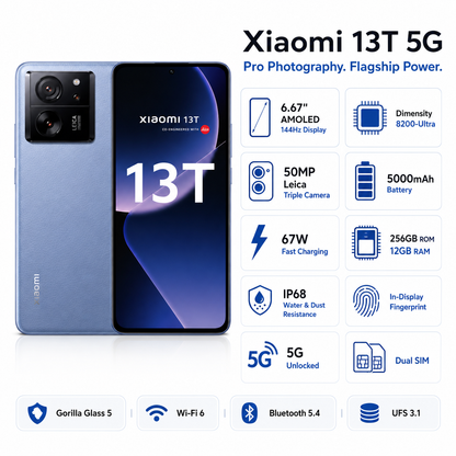 Xiaomi mI 13T 5G Dual SIM 256GB ROM 12GB RAM GSM Unlocked - Blue