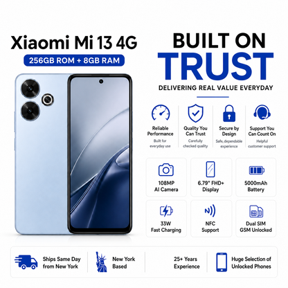 Xiaomi Redmi 13 4G Dual SIM 256GB ROM 8GB RAM GSM Unlocked - Blue