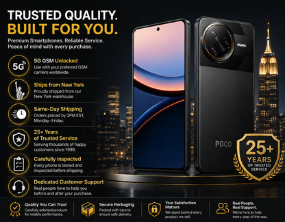 Xiaomi Poco F7 Ultra 5G Black Xiaomi POCO smartphone with glossy front screen and dual rear camera