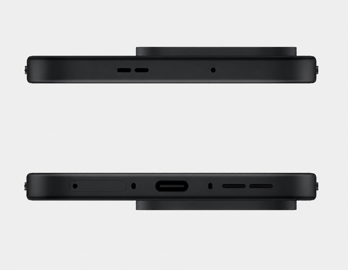 OnePlus 15 5G  Black smartphone side view showing ports and slim profile