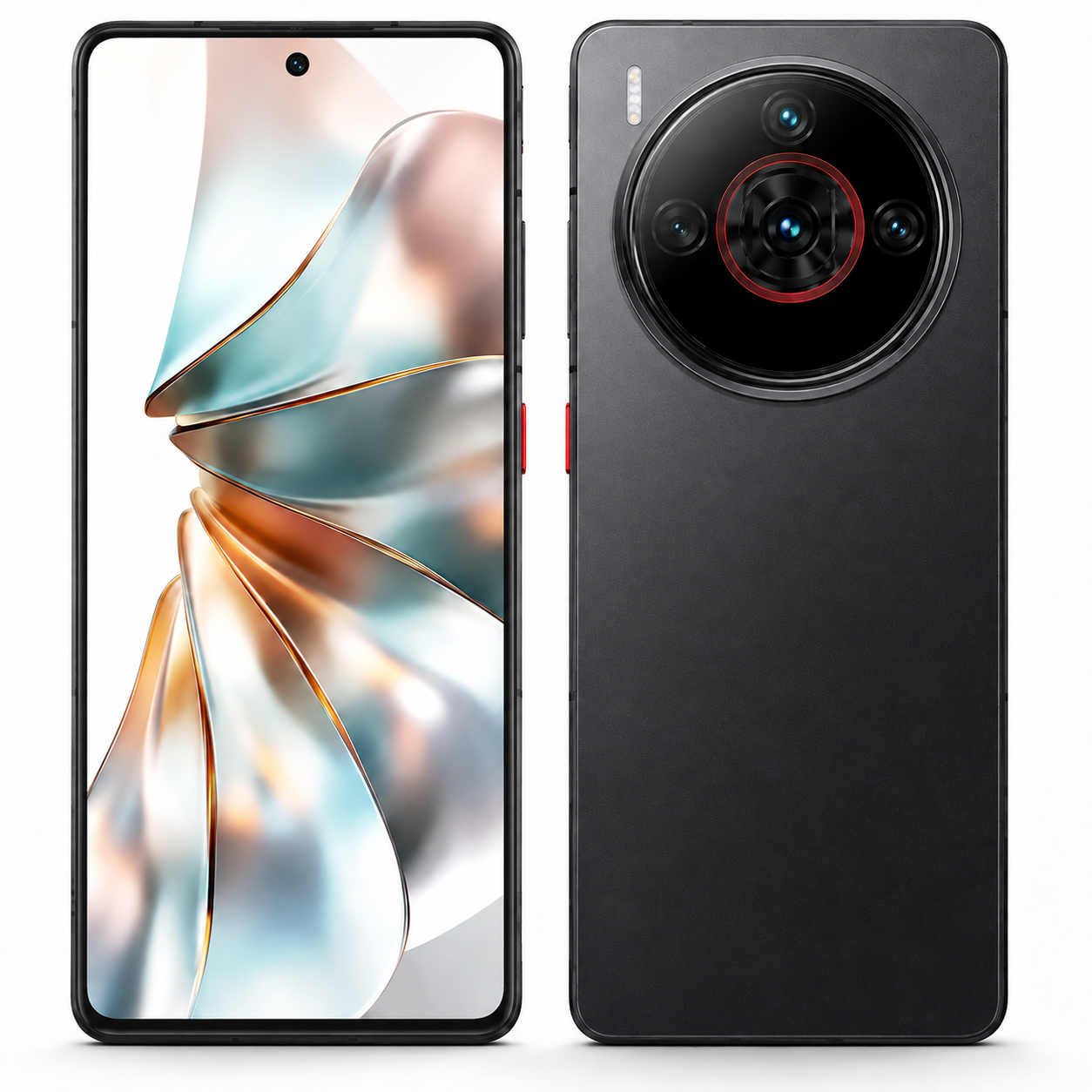 Nubia Z60S Pro 5G  Black smartphone front and back close-up, dual phone edges and rear cameras