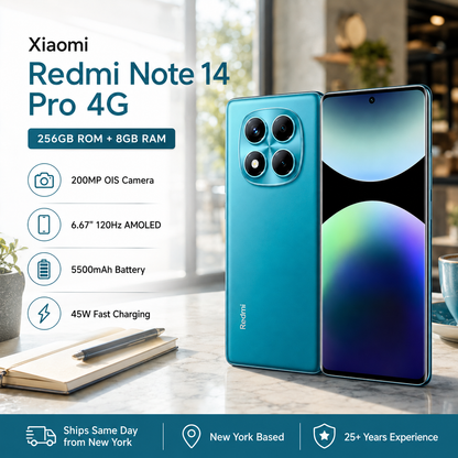Xiaomi Redmi Note 14 Pro 4G 256GB ROM 8GB RAM Dual SIM GSM Unlocked - Ocean Blue
