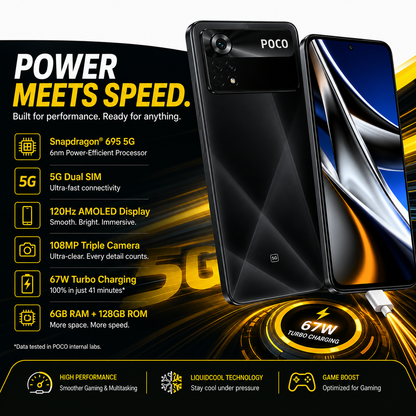 Xiaomi Poco X4 Pro 5G 128GB 6GB RAM Dual SIM GSM Unlocked - Laser Black