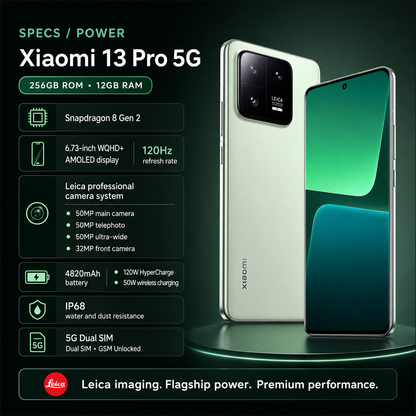 Xiaomi 13 Pro 5G Dual SIM 256GB ROM 12GB RAM GSM Unlocked - Green