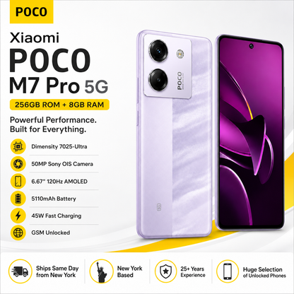Xiaomi Poco M7 Pro 5G Dual SIM 256GB ROM 8GB RAM GSM Unlocked - Purple