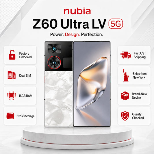 Silver Nubia Z60 Ultra LV 5G smartphone with dual cameras; front and back shown