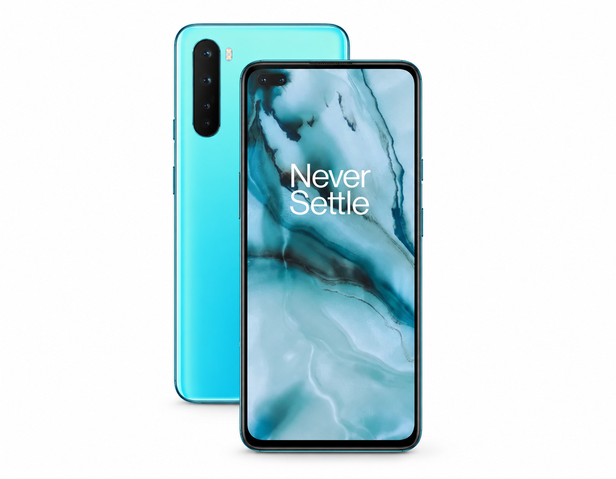 OnePlus Nord 5G  Blue dual-back smartphone with front display, slim bezels, and rear camera module