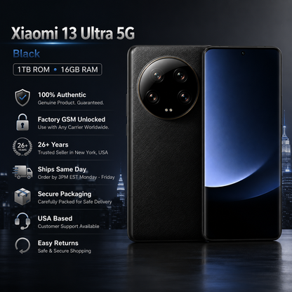 Xiaomi Mi 13 Ultra 5G 1TBGB ROM 16GB RAM Dual SIM GSM Unlocked - Black