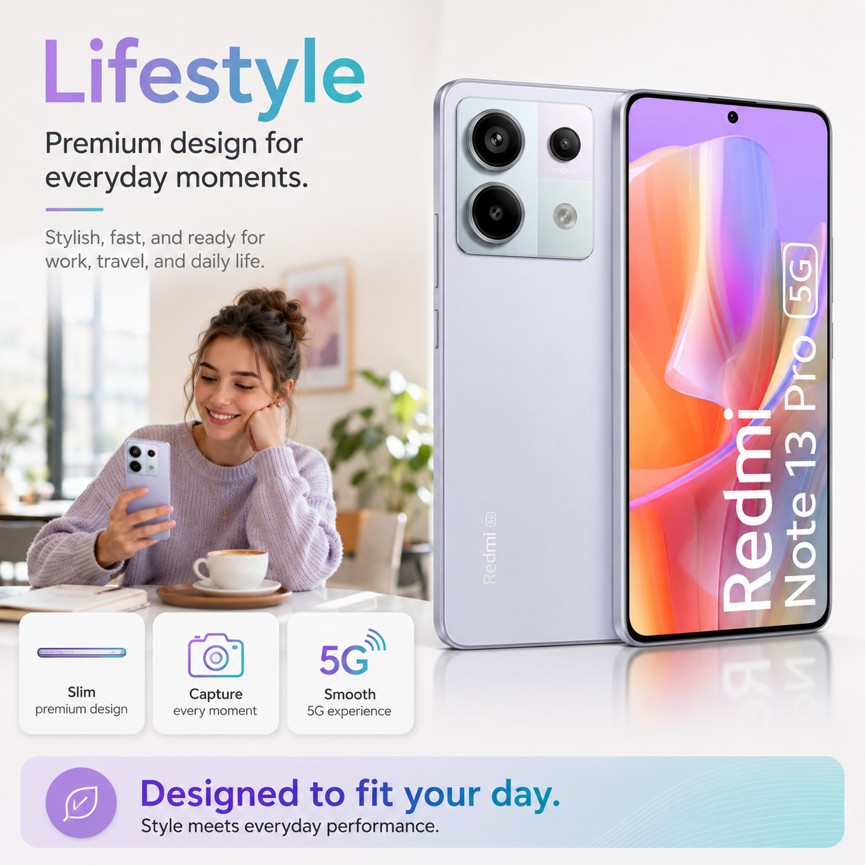 Xiaomi Redmi Note 13 Pro 5G Dual SIM 128GB ROM 8GB RAM Global GSM Unlocked - Aurora Purple