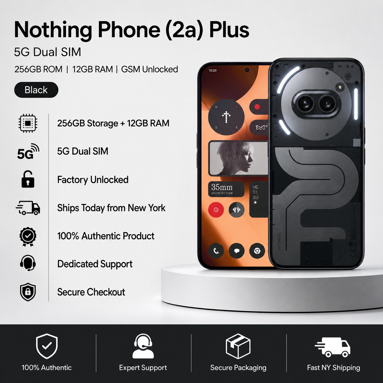 Nothing Phone (2a) Plus 5G 256GB ROM 12GB RAM Dual SIM GSM Black