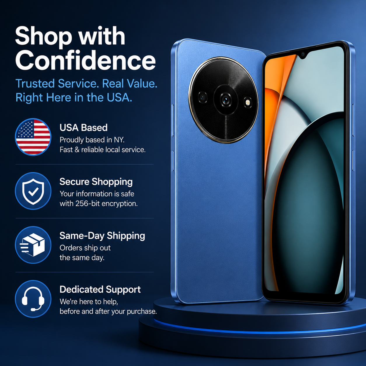 Xiaomi Redmi A3 4G 128GB ROM 4GB RAM Dual SIM GSM Unlocked - Blue