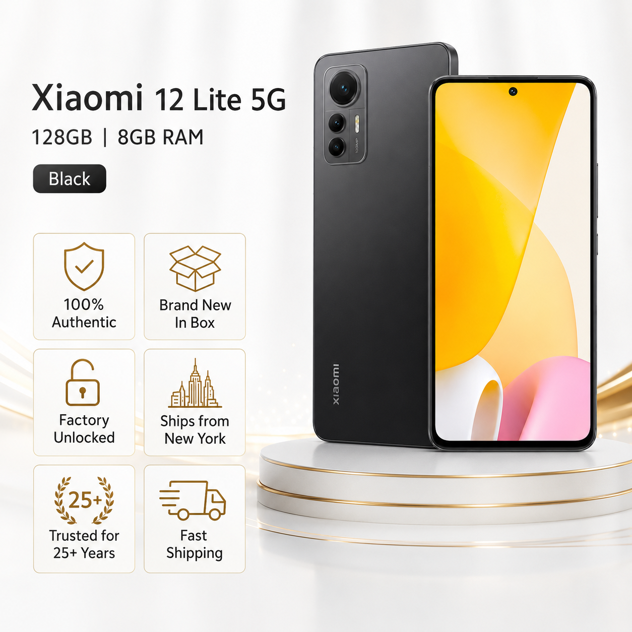 Xiaomi 12 Lite 5G 128GB 8GB RAM Dual SIM GSM Unlocked Black