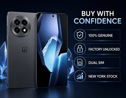 OnePlus 13R 5G Unlocked 5G smartphone in Nebula Noir, front display and back camera module shown