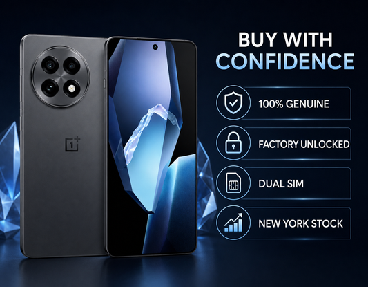 OnePlus 13R 5G Unlocked 5G smartphone in Nebula Noir, front display and back camera module shown