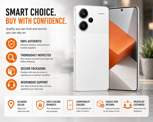 Moonlight white smartphone showing back and front with geometric screen design