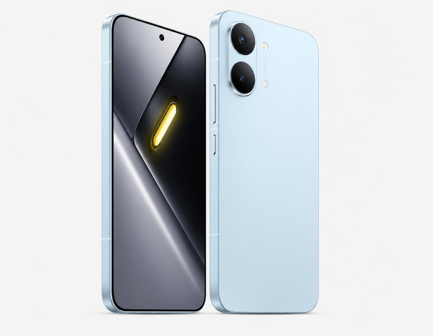 Xiaomi Poco X8 PRO MAX 5G Blue smartphone showing front display and rear cameras, side-by-side product view