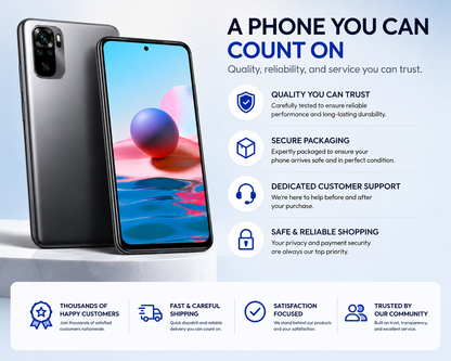 Xiaomi Redmi Note 10 Onyx gray smartphone with glass front and rear camera module