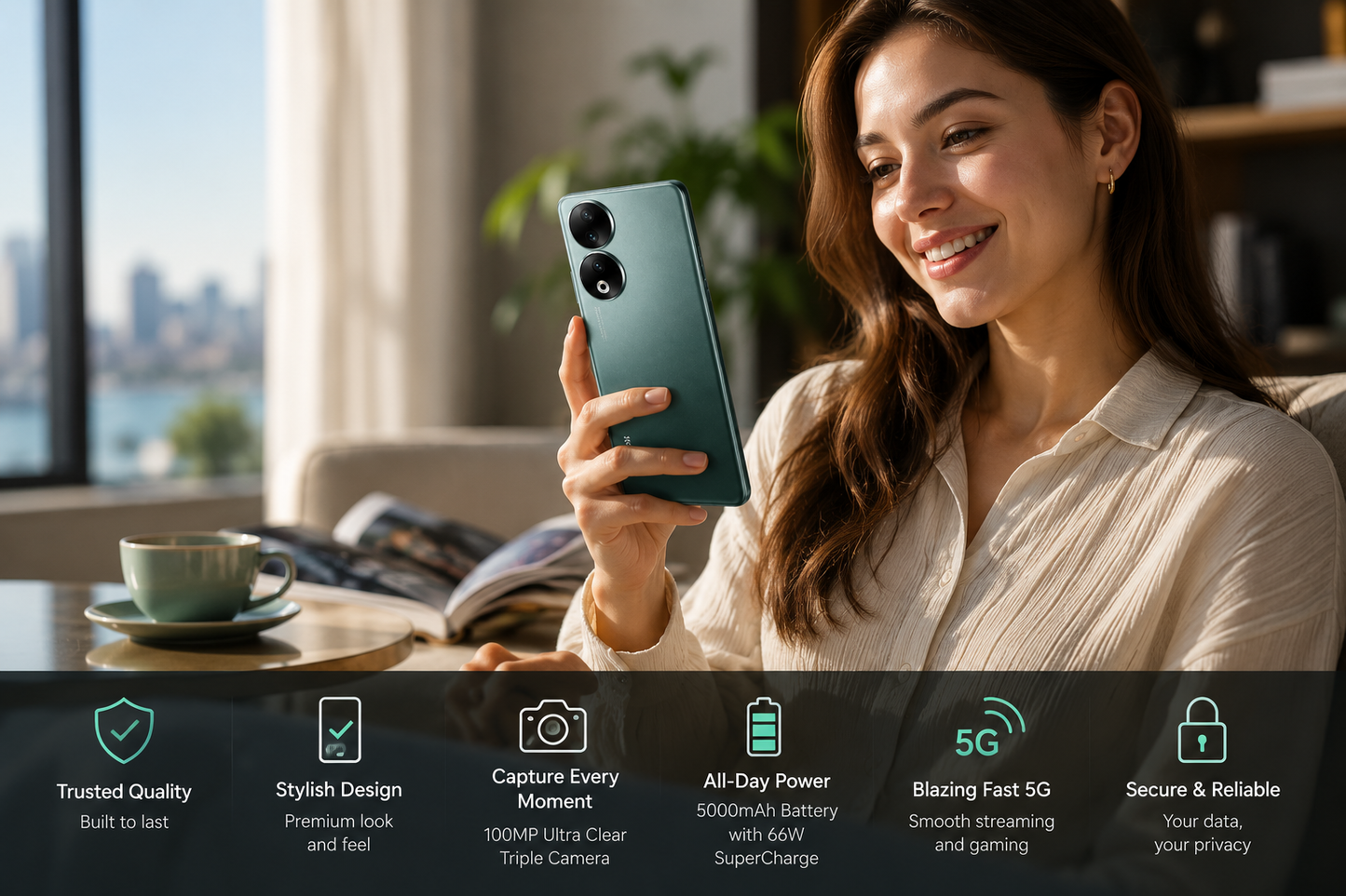 Honor 90 5G Dual SIM 512GB ROM 12GB RAM GSM Unlocked - Emerald Green