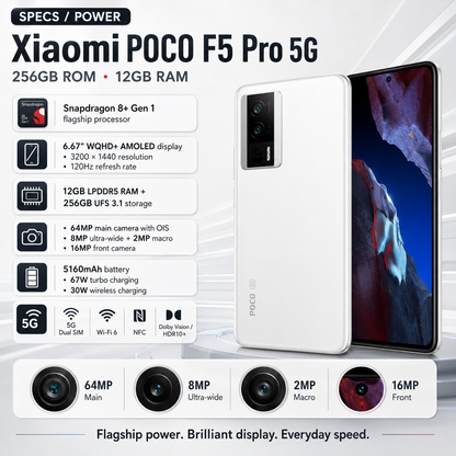 Xiaomi Poco F5 PRO 5G Dual SIM 256GB ROM 12GB RAM GSM Unlocked White