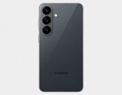 Samsung Galaxy S26 FE 5G smartphone back view in graphite with triple cameras