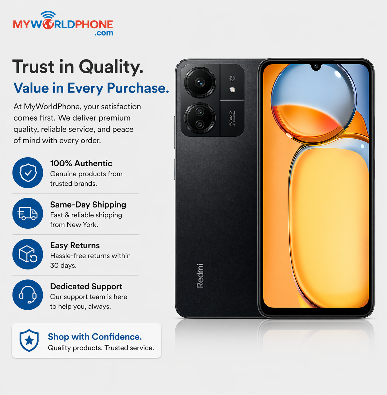 Xiaomi Redmi 13C 4G 128GB ROM 4GB RAM Dual SIM GSM Unlocked - Black