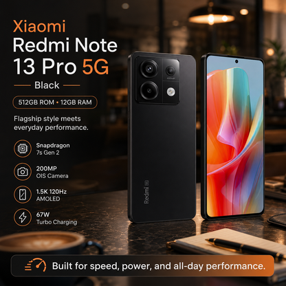 Xiaomi Redmi Note 13 PRO 5G 512GB ROM 12GB RAM Dual SIM GSM Unlocked - Black