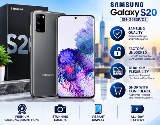 Samsung Galaxy S20 SM-G980F/DS 128GB+8GB Dual SIM Factory Unlocked - Grey