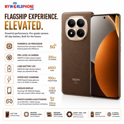 Xiaomi Redmi Note 15 Pro Plus 5G 256GB ROM 8GB RAM Dual SIM GSM Unlocked - Brown