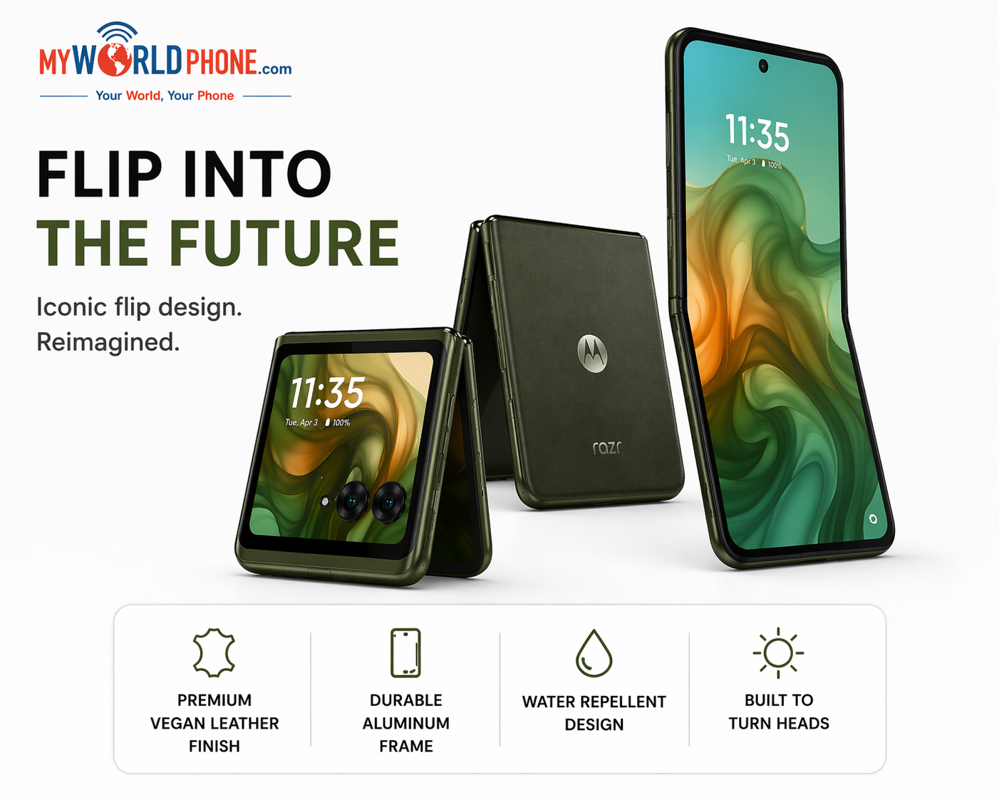 Motorola Razr 50 Ultra Single SIM+ eSIM 512GB ROM 12GB RAM GSM Unlocked - Green