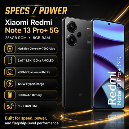 Xiaomi Redmi Note 13 PRO Plus 5G 256GB ROM 8GB RAM Dual SIM GSM Unlocked - Midnight Black