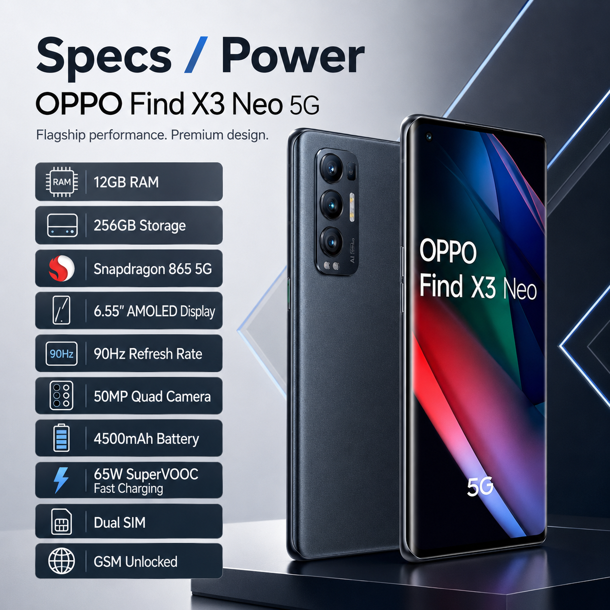 OPPO Find X3 Neo 5G CPH2207 Dual Sim 12GB RAM 256GB GSM Unlocked
