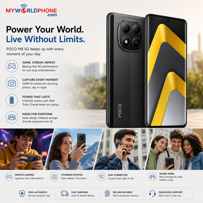 Xiaomi Poco M8 5G Dual SIM 256GB ROM 8GB RAM GSM Unlocked - Black