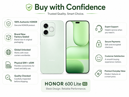 HONOR 600 Lite 5G 256GB ROM 8GB RAM Dual SIM GSM Unlocked - Green
