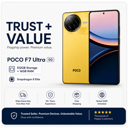 Xiaomi Poco F7 Ultra 5G 512GB ROM 16GB RAM Dual sim GSM Unlocked - Yellow