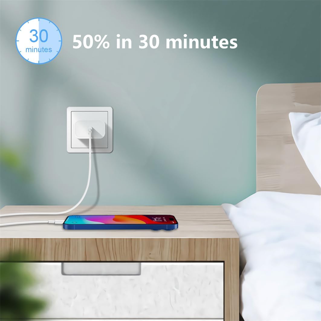 20W USB-C Fast Charger Block for iPhone 17/16/15, Apple Watch & AirPods – White