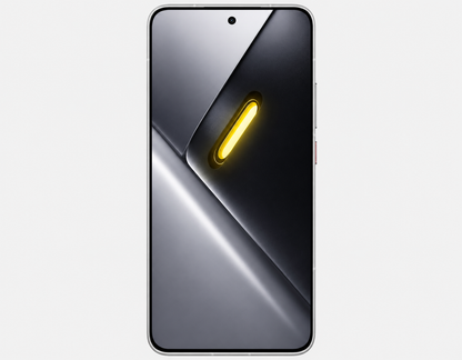 Xiaomi Poco X8 PRO MAX 5G White POCO smartphone front view with glossy display and glowing status bar