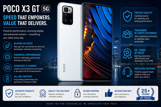Poco X3 GT 5G 128GB 8GB RAM Dual SIM GSM Unlocked - Cloud White