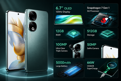 Honor 90 5G Dual SIM 512GB ROM 12GB RAM GSM Unlocked - Emerald Green