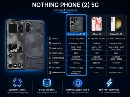 Nothing Phone 2 5G Dual SIM 512GB ROM 12GB RAM GSM Unlocked – Grey