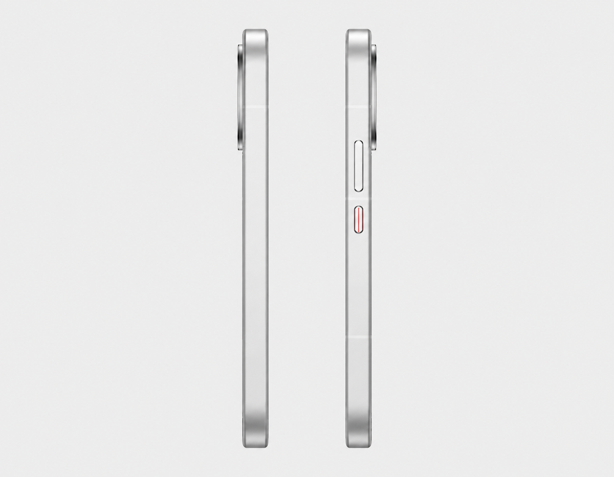 Xiaomi Poco X8 PRO MAX 5G White smartphone side view with slim profile and side buttons