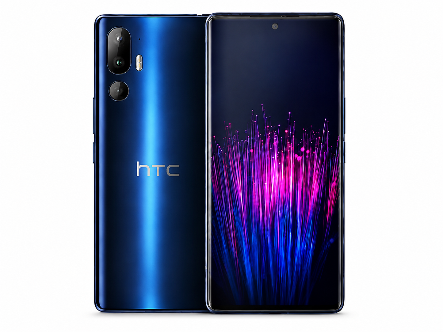 HTC U24 Pro 5G Blue HTC smartphone, front display and back with dual cameras and HTC logo