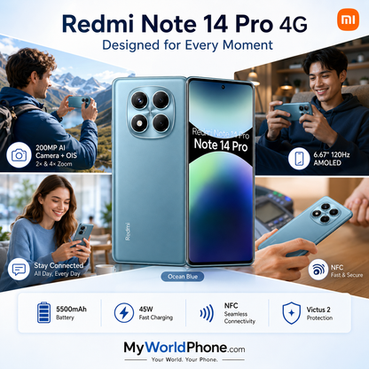 Xiaomi Redmi Note 14 Pro 4G 512GB ROM 12GB RAM Dual SIM GSM Unlocked - Ocean Blue