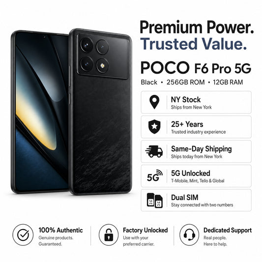 Black Poco F6 Pro 5G unlocked smartphone, dual SIM, 256GB ROM, 12GB RAM