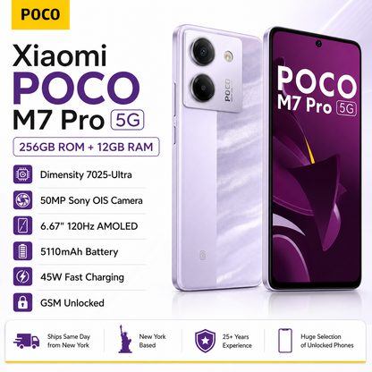 Xiaomi Poco M7 Pro 5G Dual SIM 256GB ROM 12GB RAM GSM Unlocked - Purple