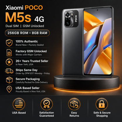 Xiaomi Poco M5s 4G 256GB ROM 8GB RAM Dual Sim GSM Unlocked - Grey