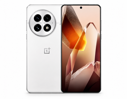 OnePlus 13 5G Arctic Dawn smartphone, quad rear cameras and OnePlus logo, front display visible