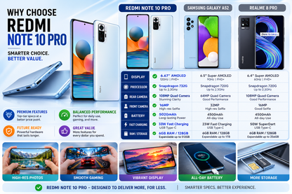 Xiaomi Redmi Note 10 Pro 128GB 6GB RAM GSM Unlocked - Glacier Blue